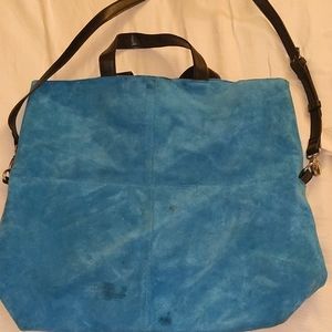 Teal suede bag (used). Tote style/school bag